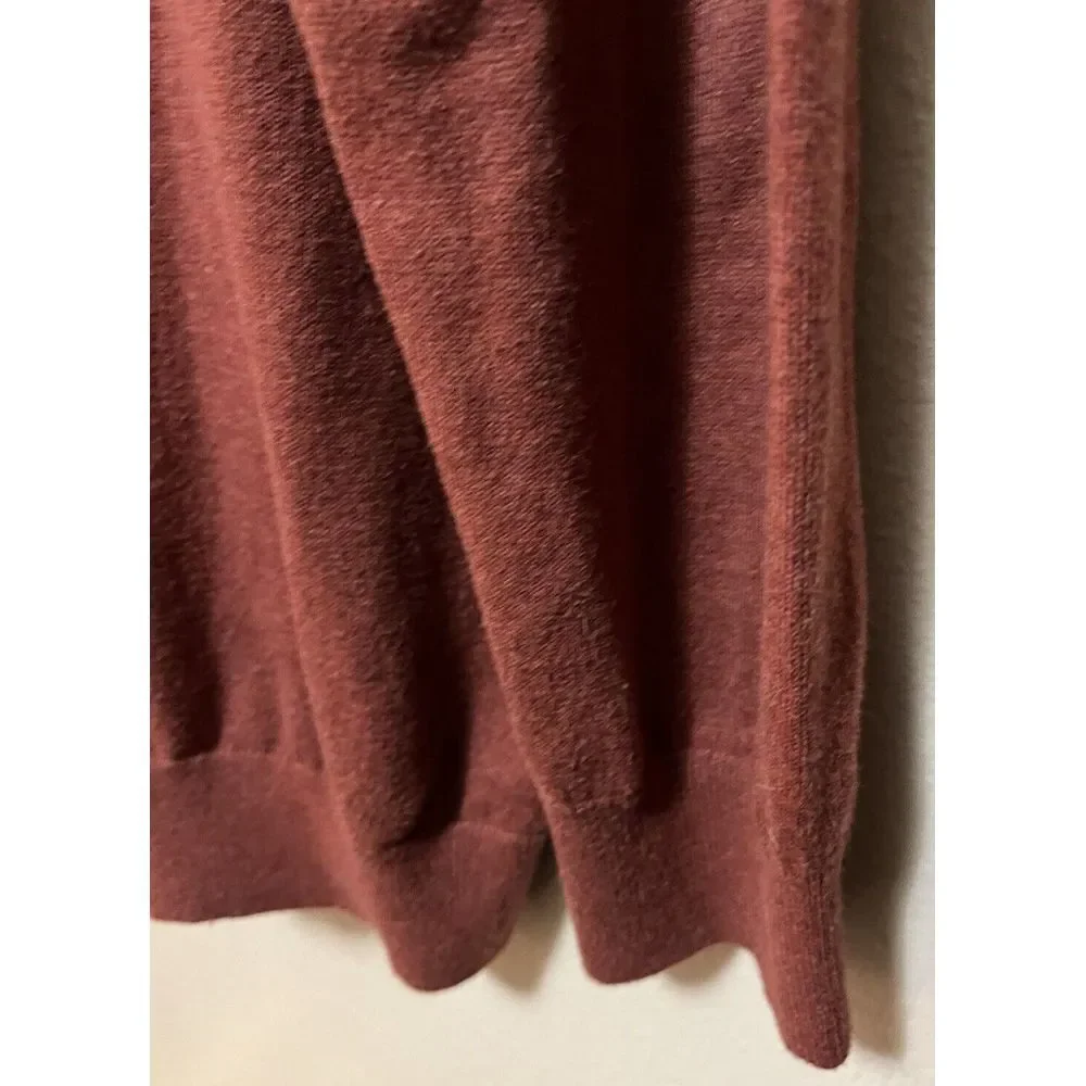 LL Bean Sweater Cashmere Cotton Blend Burnt Orange Pullover 1/4 Zip Mens Size XL